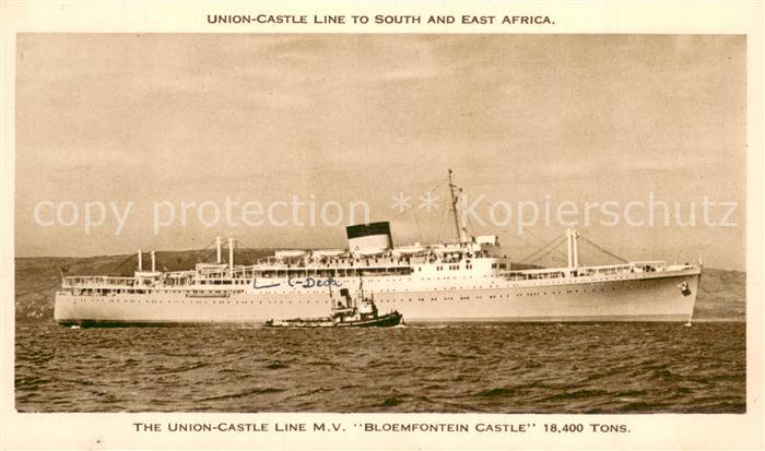 Dampfer Oceanliner Rotherdam Union Castle Line M.V. Bloemfontein Castle
