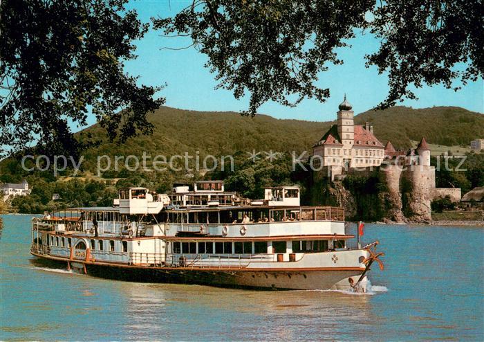Dampfer Seitenrad MFS Stadt Wien Schloss und Kloster Schoenbuehel