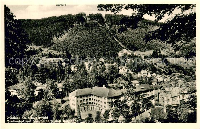 Bad Wildbad Kurhotel Quellenhof mit Sommerberg und Bergbahn Kurort im Schwarzwal