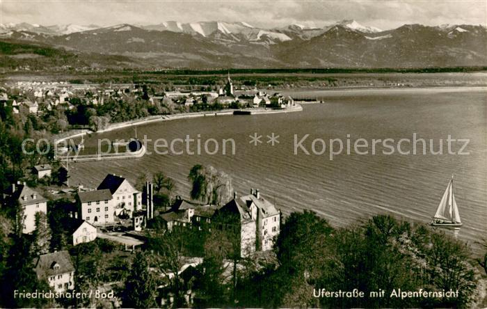Friedrichshafen Bodensee Uferstrasse mit Alpenfernsicht