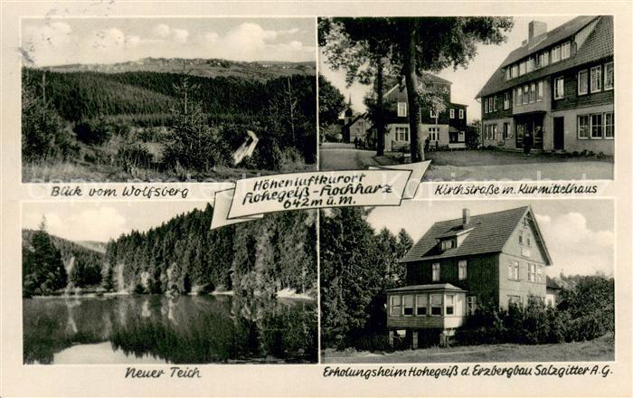Hohegeiss Harz Blick vom Wolfsberg Kirchstrasse mit Kurmittelhaus Neuer Teich Er