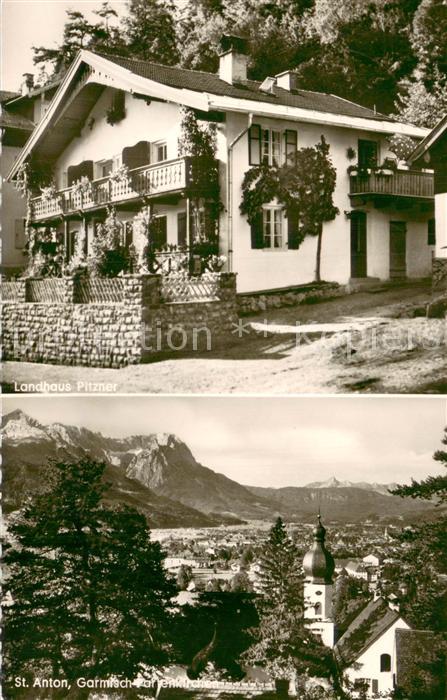 GARMISCH-PARTENKIRCHEN Bayern Landhaus Pfitzner mit St Anton Kirche