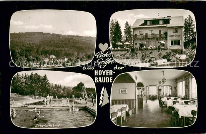 Bischofsgruen Hoyer Baude Fernsehturm Gaststube Schwimmbad