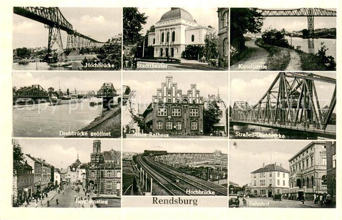 Rendsburg Schleswig-Holstein Hochbruecke Stadttheater Kanalpartie Drehbruecke Al