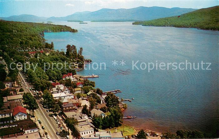 Lake George New York Aerial view north over Lake George