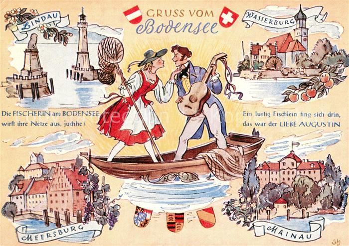 Bodensee Region Lindau Wasserburg Meersburg Mainau Illustration