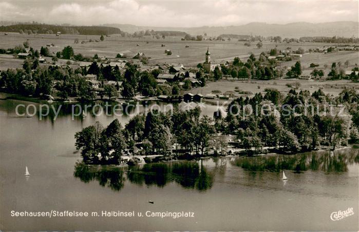 Seehausen Staffelsee Fliegeraufnahme mit Halbinsel und Campingplatz