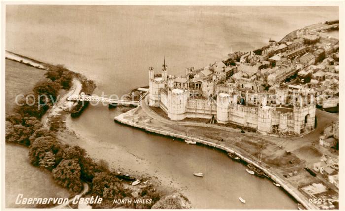 Caernarvon Caernafon Wales UK Castle aerial view