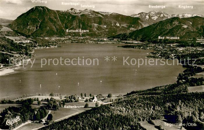 Tegernsee Bayern Fliegeraufnahme mit Bad Wiessee und Rottach Egern