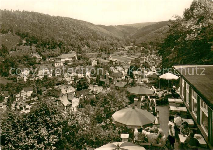 Schwarzburg Thueringer Wald Blick von der Hotelterrasse Schwarzburg