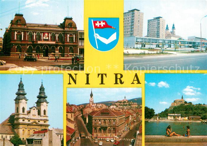 Nitra Slovakia Teilansichten m. Kirche u. Bade-See
