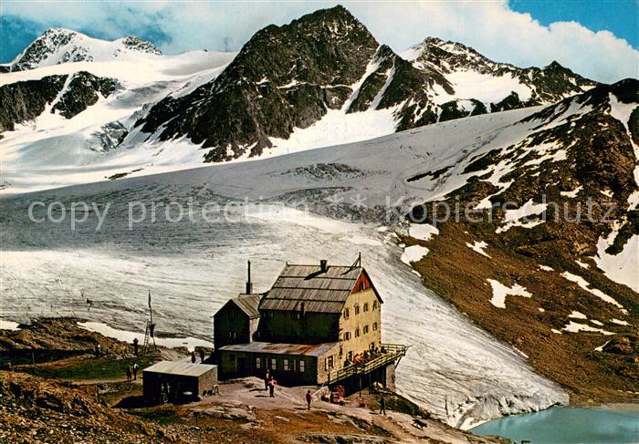 Schnalstal Trentino IT Schutzhaus Schoene Aussicht m. Gletscher