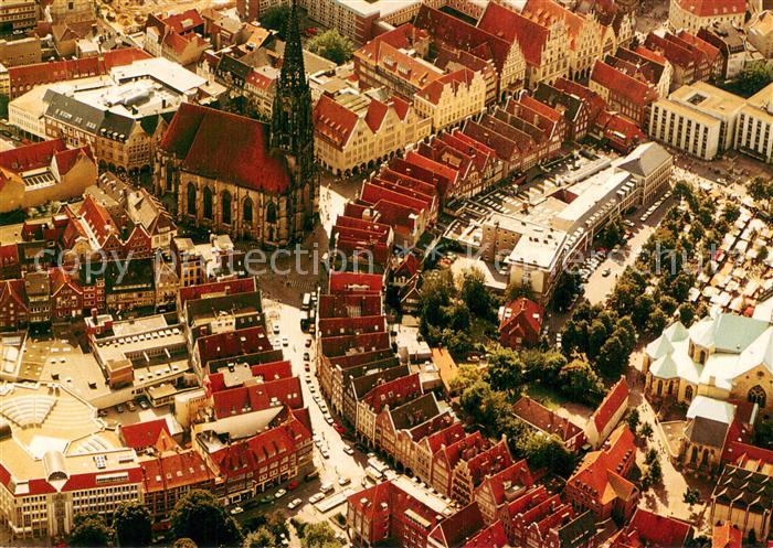Muenster Westfalen Fliegeraufnahme Stadtzentrum m. St. Lambertikirche m. Prinzip
