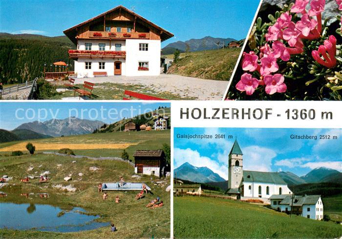 Meransen Gaestehaus Holzerhof Kirche m. Gaisjochspitze u. Gitschberg