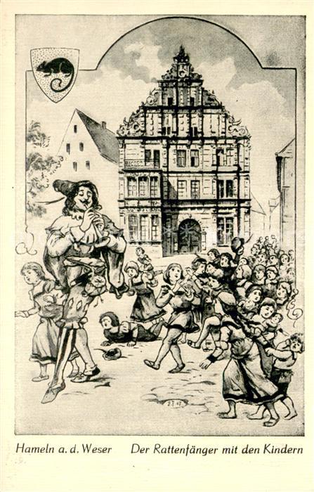 Hameln Weser Der Rattenfaenger mit den Kindern