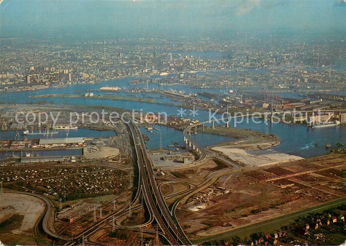 HAMBURG  CITY Fliegeraufnahme mit Koehlbrandbruecke und Hafen
