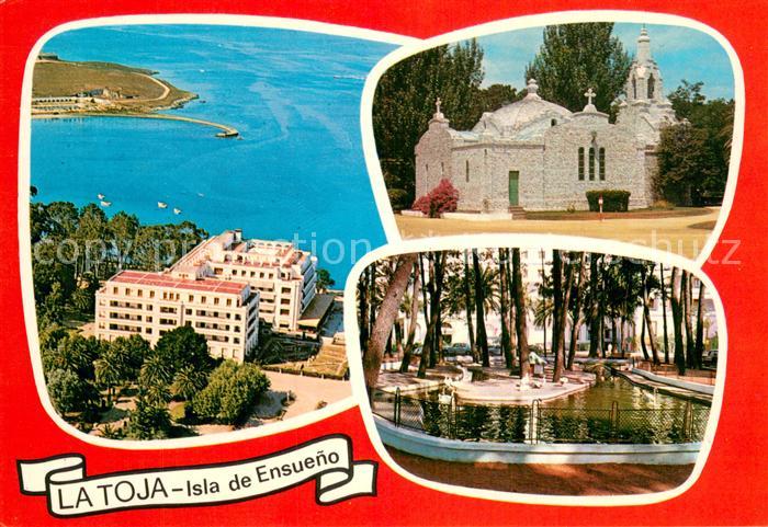 La Toja Isla de La Toja ES Isla de Ensueno Fliegeraufnahme Kirche Weiher