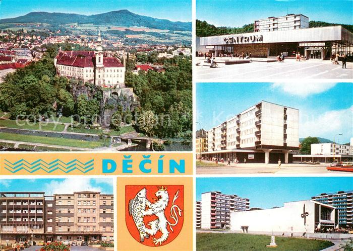 Decin Tetschen-Bodenbach Boehmen CZ Zamek Obchodni stredisko Centrum Pohled od L