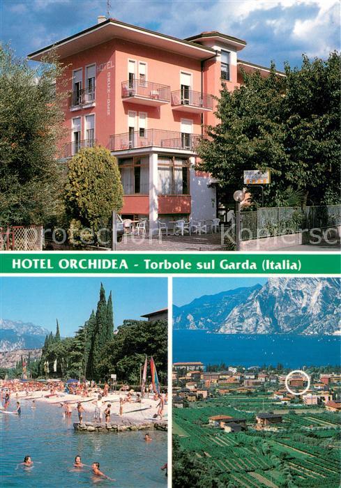 Torbole Lago di Garda Hotel Orchidea Strand Fliegeraufnahme