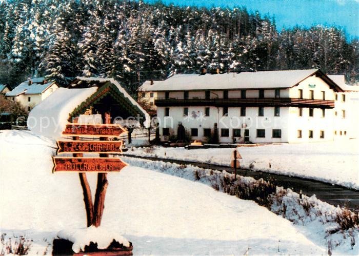 Prackenbach Gasthof Pension Fleischmann Wegweiser Winterlandschaft