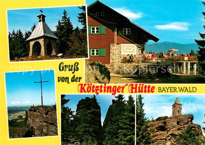 Koetzting Koetztinger Huette auf dem Kaitersberg Felsen Kreuz Bayerischer Wald
