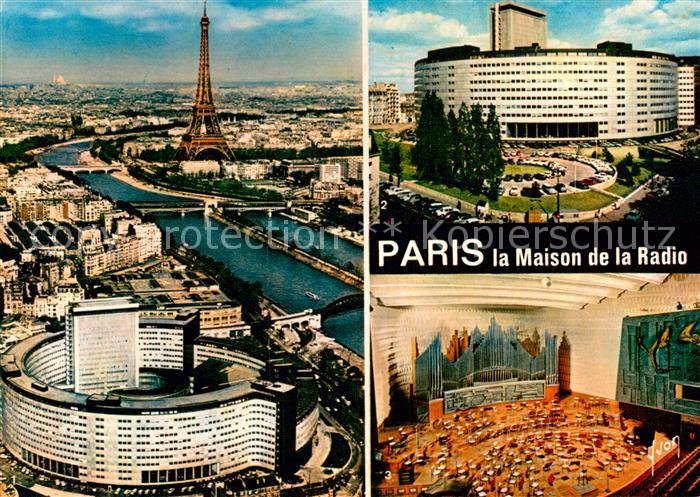 Paris 75 Maison de la Radio et la Tour Eiffel vue aérienne Salle de Concert