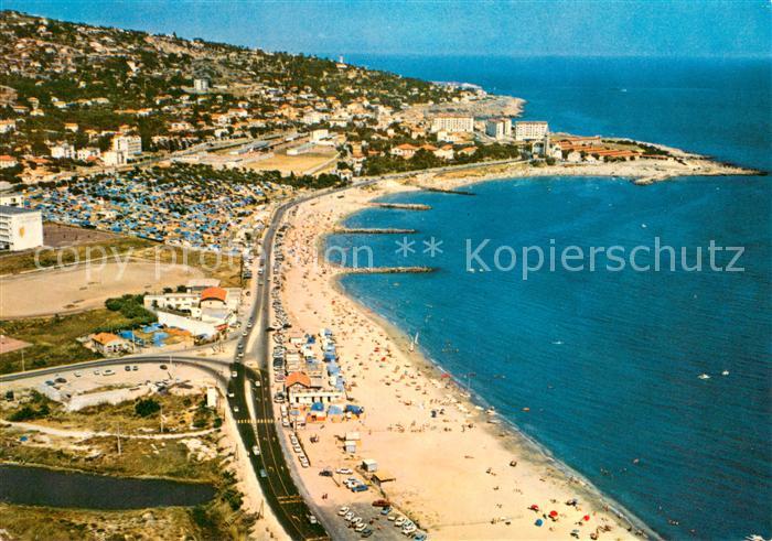 Sete Cette 34 Vue aérienne sur la plage de la Corniche et ses nombres campings