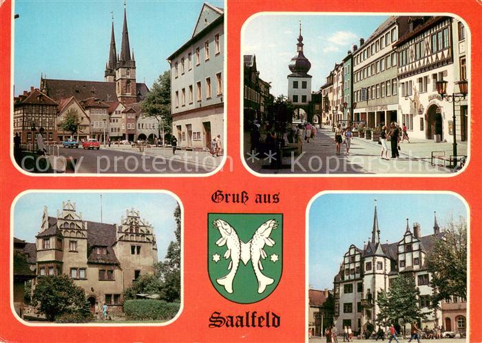 Saalfeld Saale Markt mit St Johanniskirche Blankenburger Strasse Schloss Kitzers