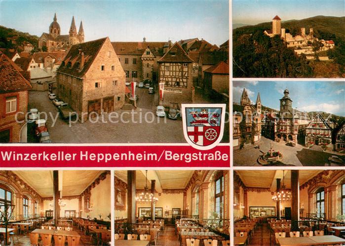 Heppenheim Bergstrasse Ortspartie Burg Gastraeume Marktplatz