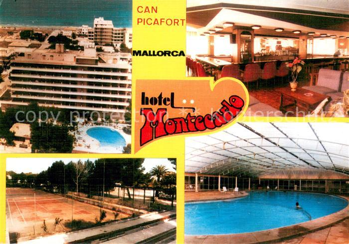 Can Picafort Mallorca ES Hotel Montecarlo Fliegeraufnahme Gastraum Hallenbad Ten