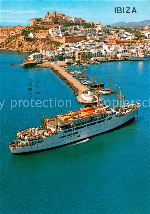 Ibiza Islas Baleares Entrada al Puerto Castillo y Vila Vella Fliegeraufnahme