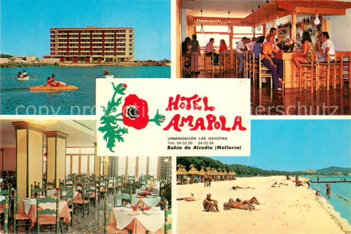 Bahia de Alcudia Mallorca ES Hotel Amapola Bar Speisesaal Strand
