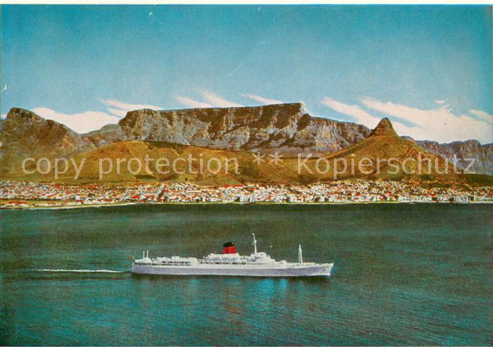 Cape Town Kaapstad Kapstadt Outward Bound The mailship leaving Cape Town Table M