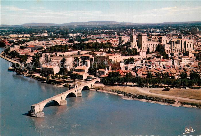 Avignon Vaucluse Vue generale sur le Pont Saint Benezet le Petit Palais et le Pa