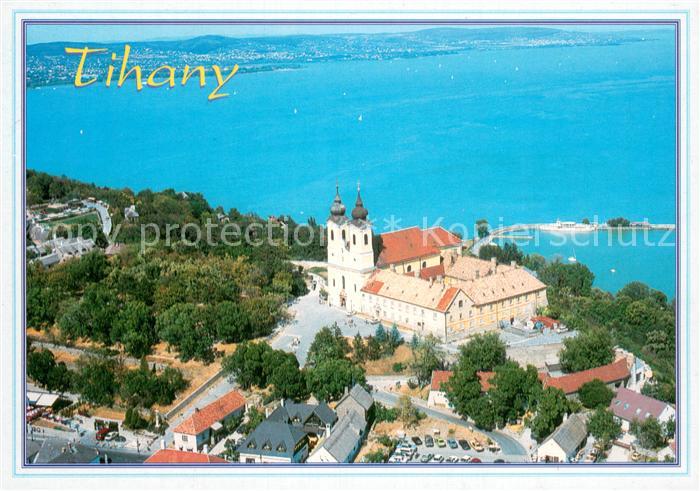 Tihany HU Fliegeraufnahme mit Kloster Kirche
