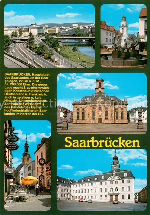 SAARBRueCKEN Saarland Stadtansicht Brunnen Strassencafe Ludwigskirche Schloss
