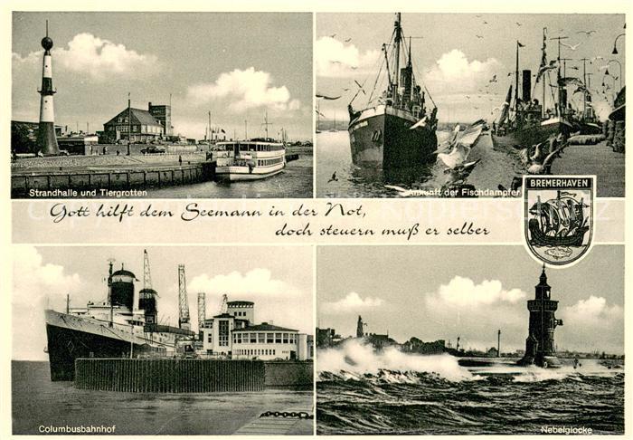 Bremerhaven Strandhalle und Tiergrotten Columbusbahnhof Ankunft der Fischdampfer