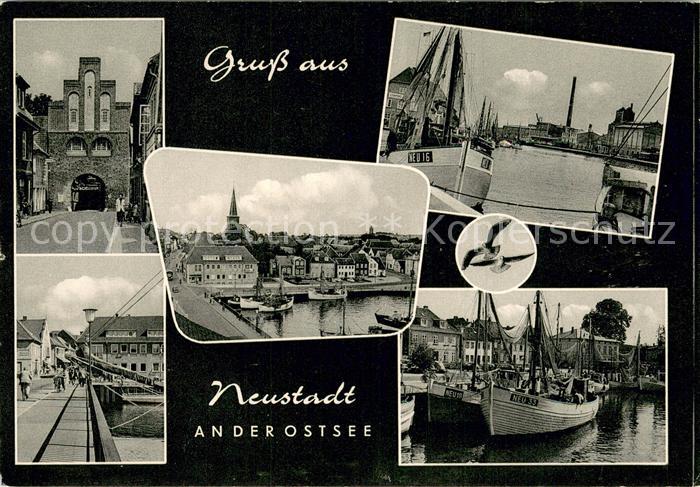 Neustadt Holstein Kremper Tor Hafen Fischkutter Stadtpanorama