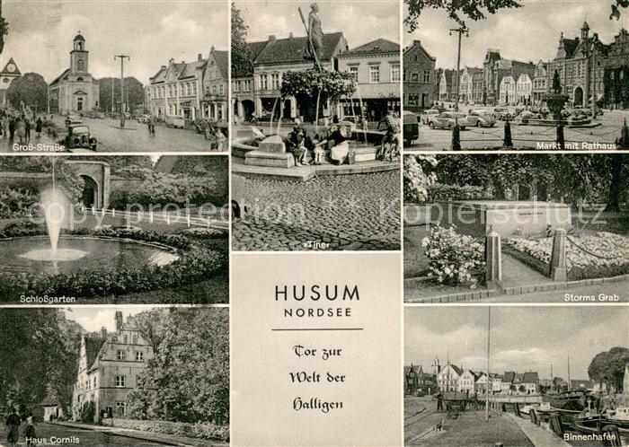 Husum  Nordfriesland Gross-Strasse Schlossgarten Haus Cornils Tine Brunnen Markt