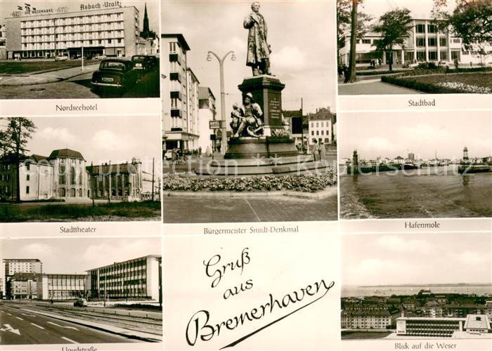 Bremerhaven Nordseehotel Stadttheater Lloydstrasse Buergermeister Smidt Denkmal