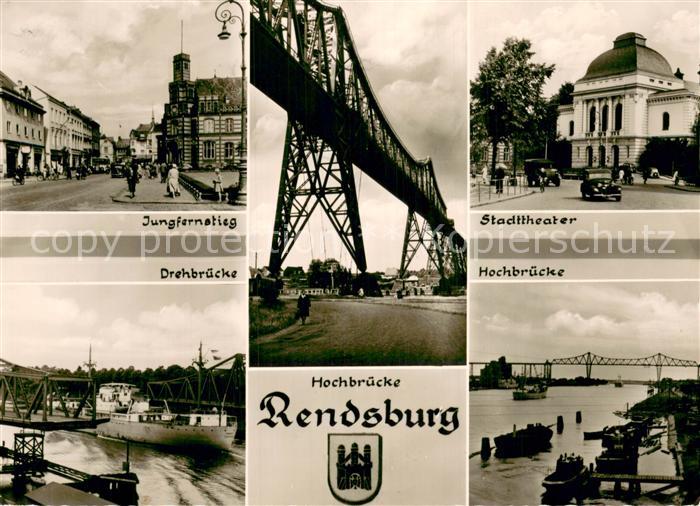 Rendsburg Schleswig-Holstein Jungfernstieg Drehbruecke Hochbruecke Stadttheater