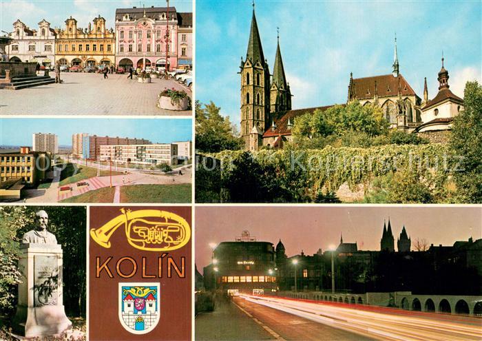 Kolin Koeln Elbe CZ Friedensplatz Kirche St. Bartholomaeus Wohnsiedlung Denkmal