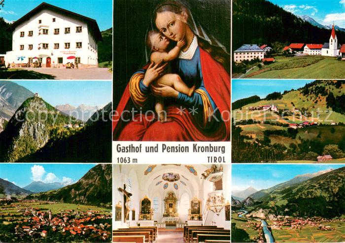Zams Tirol AT Gasthof Pension Kronburg Wallfahrtskirche Gnadenbild Panorama Luft