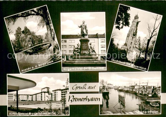 Bremerhaven Buergerpark Neubausiedlung Buergermeister Smidt Denkmal Leuchtturm W