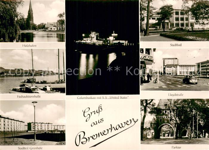 Bremerhaven Holzhafen Kirche Fischautionshalle Wohnsiedlung Columbuskaje ss Unit