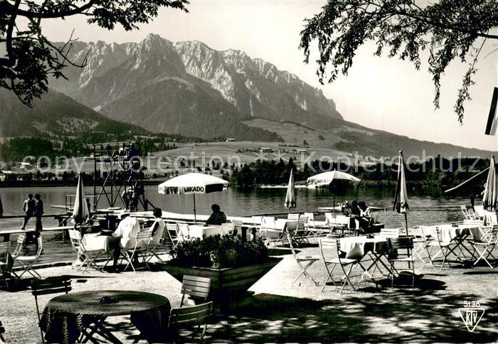 Walchsee Tirol Strandbad Cafe Restaurant Terrasse Alpen