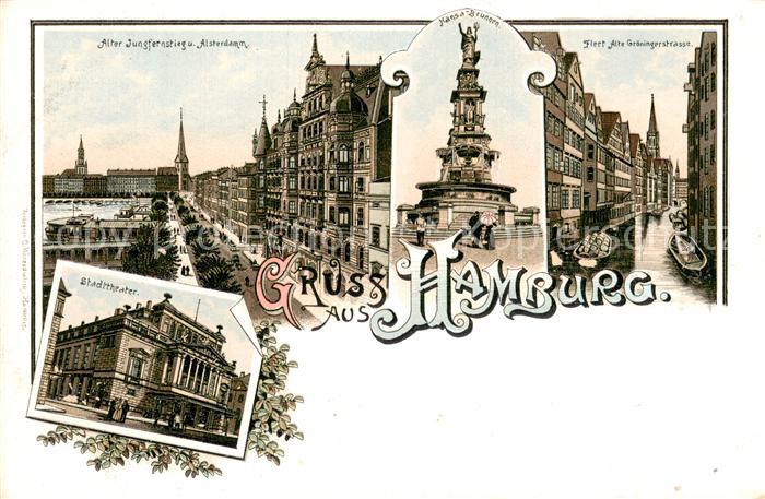 HAMBURG  CITY Alter Jungfernstieg und Alsterdamm Stadttheater Fleet Alte Groenin