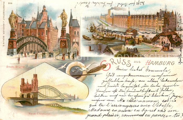 HAMBURG  CITY Brooks Bruecke Freihafen Lagerhaeuser Neue Elbbruecke