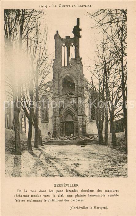Gerbeviller la Martyre De la tour dont les pans lezardes simulent des membres de