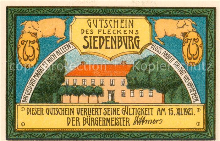 Siedenburg 75 Pf Gutschein des Fleckens Siedenburg